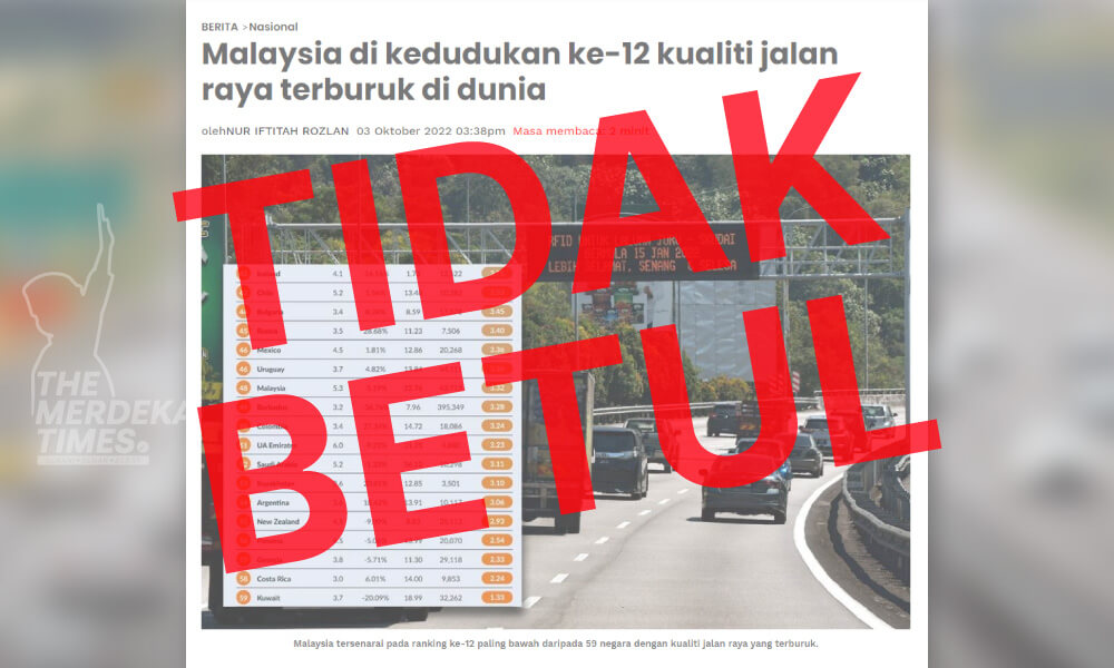 KKR nafi jalan raya Malaysia ke-12 terburuk