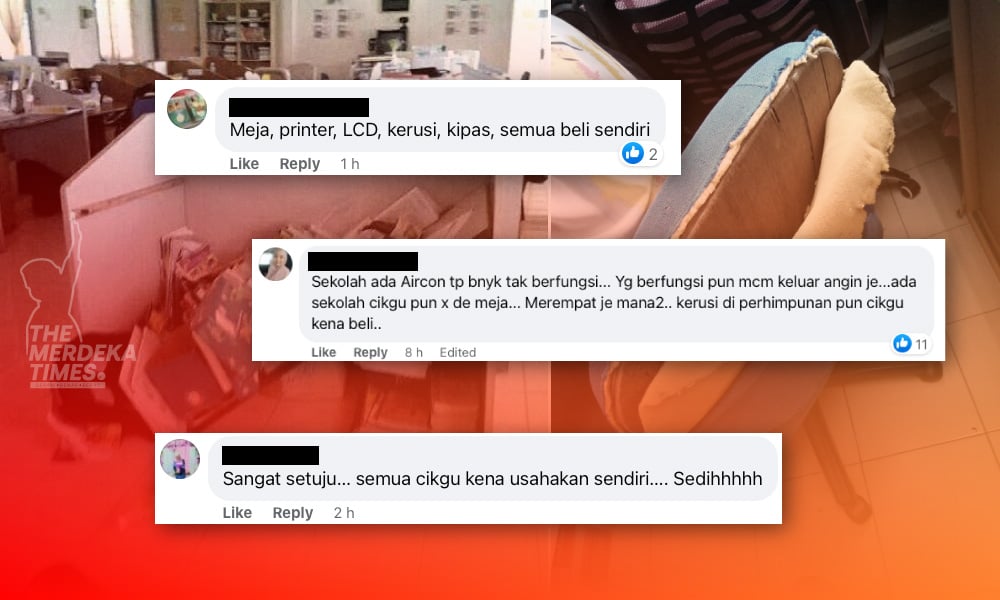 Guru luah terpaksa beli sendiri kipas, meja, kerusi dan printer di sekolah