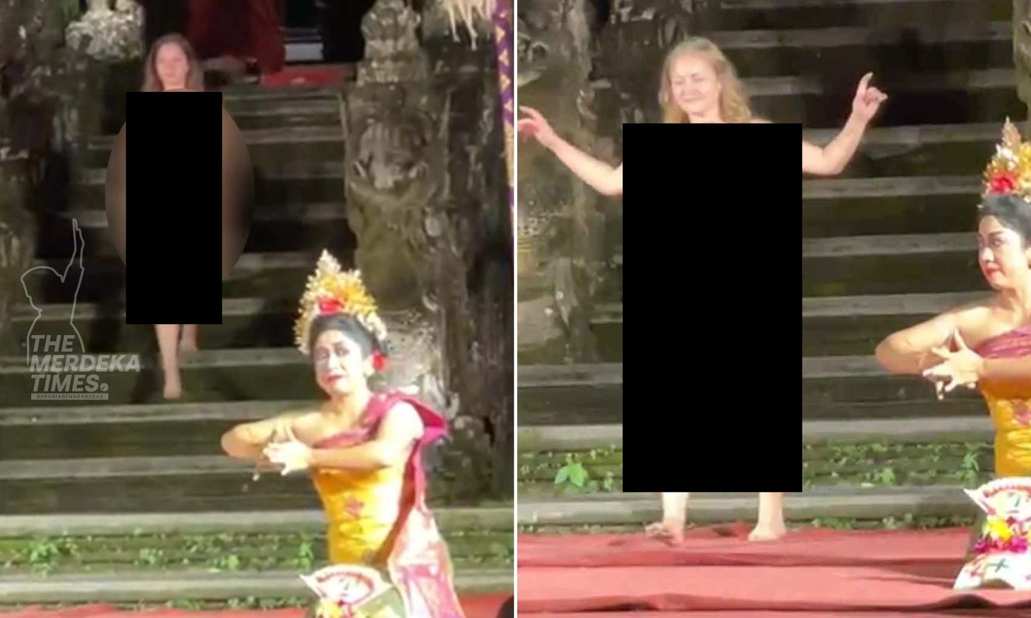 Wanita bogel ganggu tarian kebudayaan Bali