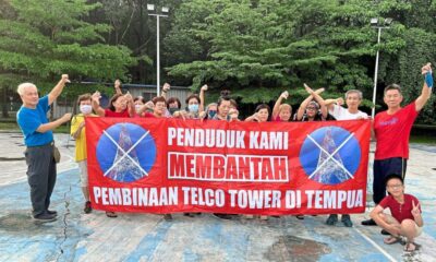 Penduduk Jalan Tempua Bandar Puchong Jaya bantah bina menara telekomunikasi 5G