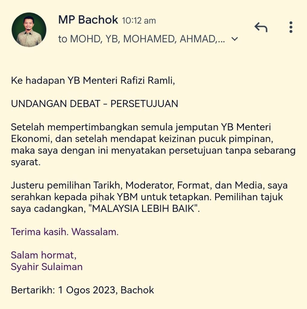 Syahir setuju debat dengan Rafizi